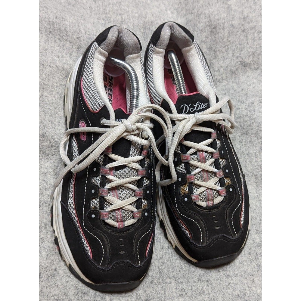 Skechers D'Lites Athletic Sneaker Shoes Womens Pink Silver Size 7.5